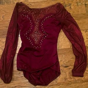 Weissman Burgundy Long Sleeve Leotard